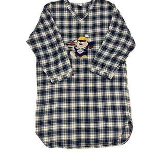 VTG 1998 Warner Bros Studio Store Tasmanian Devil Taz Plaid Flannel Nightgown